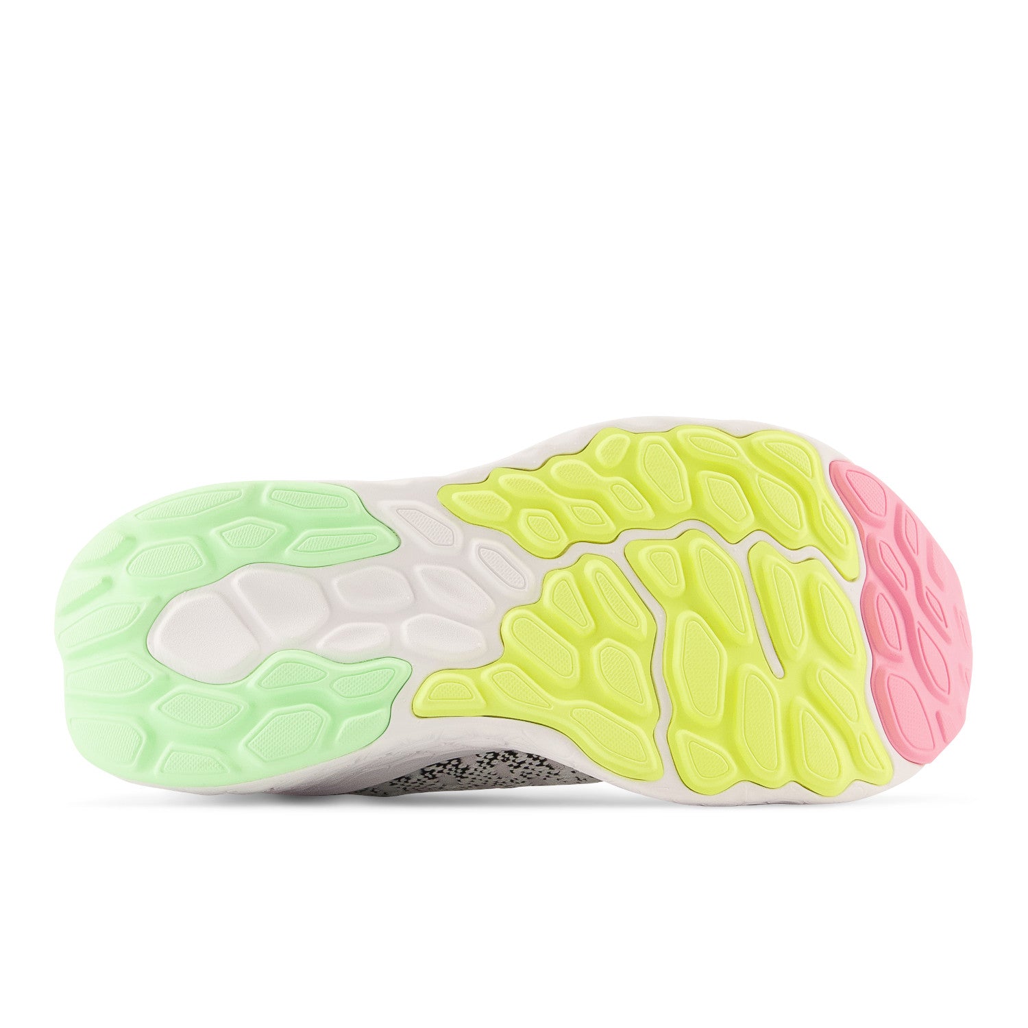 bottom of right shoe with color of green, yellow, pink, and white